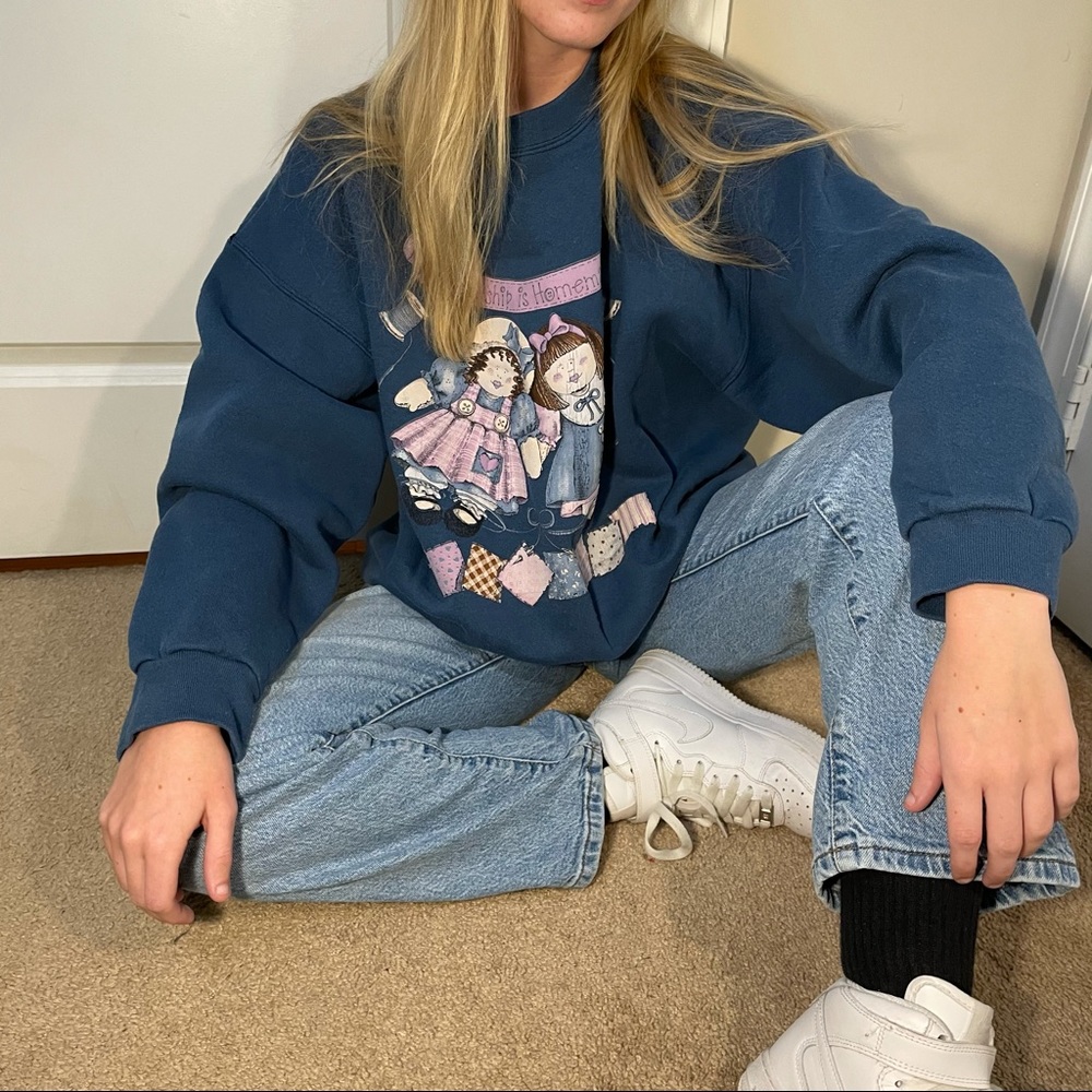 Vintage Brittania Graphic Pullover Sweatshirt Men's Women's Cerulean Blue XL 90s